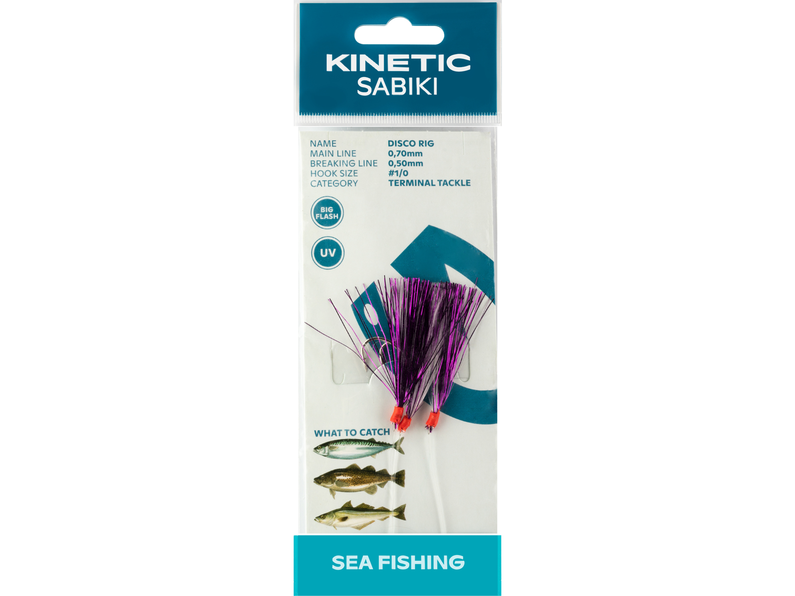 Kinetic Sabiki Disco Torsk Makrel Forfang Pink White Flash