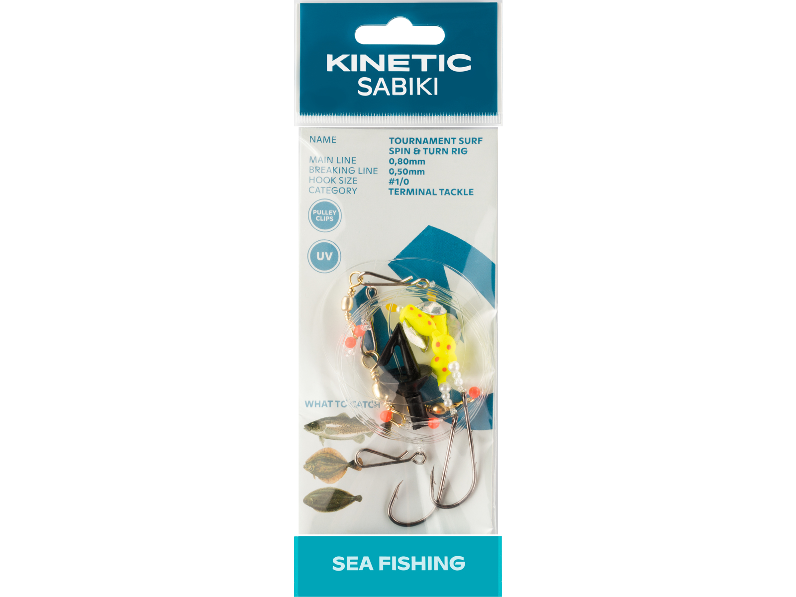 Kinetic Sabiki Tournament Surf Spin Turn Fladfiskforfang Yellow Pearl