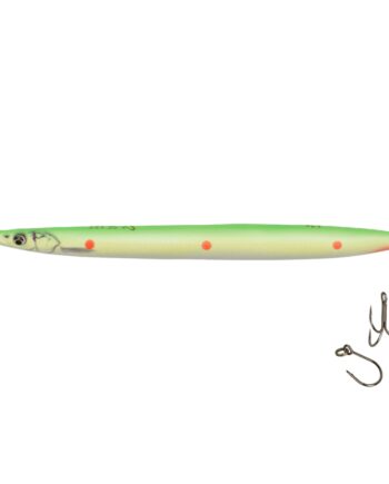 Savage Gear Line Thru Sandeel Hotspot 11cm 15gr Flou Green Red Dots Gennemløber