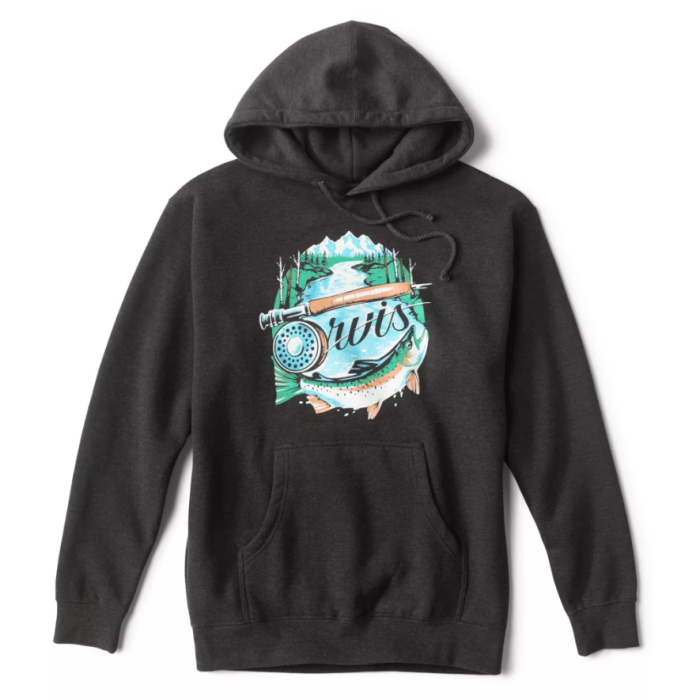 Orvis Rainbow Trout Hoodie Dk Charcol 09