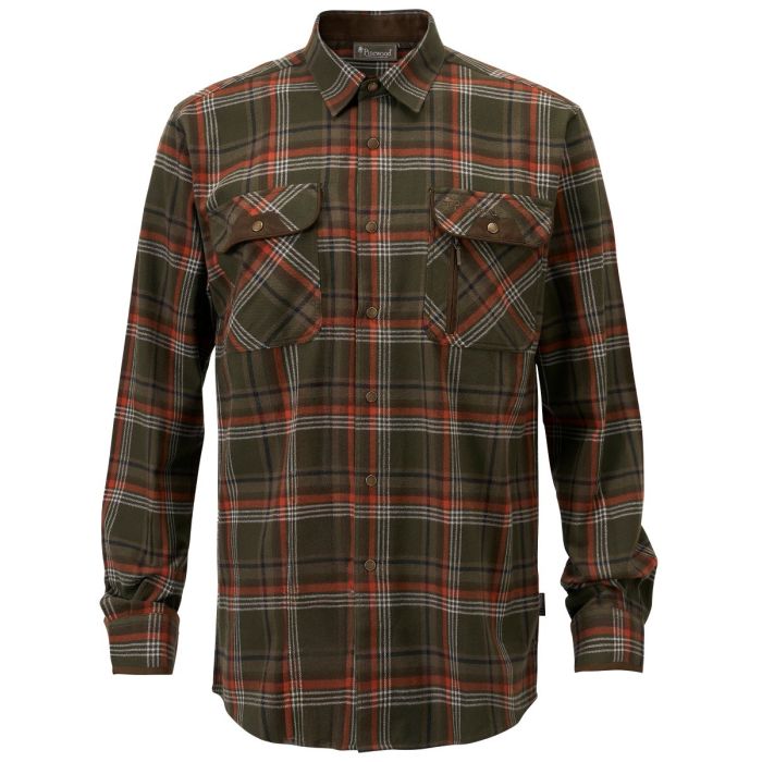 Pinewood Prestwick Exclusive Skjorte Green Burned Orange