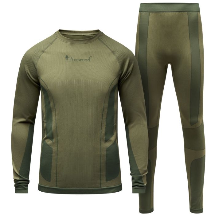 Pinewood Seamless Function Base Layer Sæt Olive Green