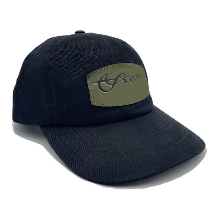 Scott   Panel Black Hat With Green Scott Patch On Front